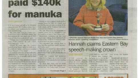 Opotiki News: 20 Sept, 2016 - Landowners Paid $140k for Mānuka